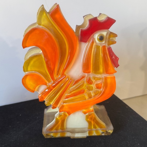 Retro Vintage Lucite Resin Rooster Napkin Holder Mid Century MOD WONDERMOLD 7.5” - Picture 2 of 5